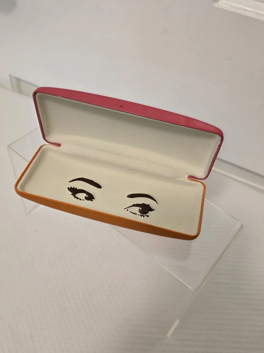 Kate Spade Pink and Orange Hard Shell Eye Glass Case with Goldtone Logo